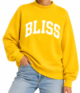 <b>Women's</b> Cozy Oversized Mock Neck Sweatshirt Front Logo Premium Cotton Casual Streetwear Fashion Pullover - Product Image 1