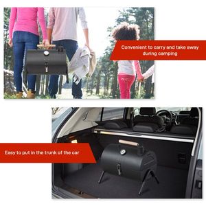 Portable Compact Tabletop Barbecue Grill with Wooden Handle Outdoor Camping BBQ Thermometer for Grilling in the Wild - Product Image 6