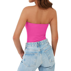 Beautiful Bright <b>Pink</b> Women's <b>Tube</b> <b>Top</b> Skin Friendly 100% Polyester Blended Material Breathable <b>Top</b> Classical Designer Look <b>Top</b> - Product Image 2