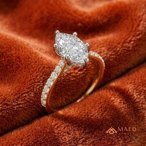 แหวนหมั้นชุบเงินประดับมอสซาไนต์ทรงมาร์คีส์สีโรสโกลด์ แหวนแต่งงานแบบฝังเพชร เครื่องประดับเจ้าสาว ของขวัญสำหรับผู้หญิง หรูหรา ลดราคาสำหรับวันครบรอบ - Product Image 2