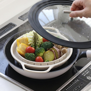 Panier de cuisson vapeur en silicone et acier, poignées écologiques, pliable, résistant à la chaleur 200°C, capacité 4L, pour cuisinières à gaz et à induction, lavage à la main - Product Image 4