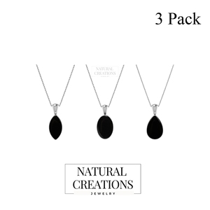 Colgante y Amuleto de Ónix Negro Chapado en Plata Premium con Corte Cabujón en Forma de Pera, Marquesa y Oval en Engaste de Bisel de Lujo - Product Image 1