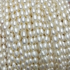 Perlas de Agua Dulce, Gruesas, en Forma de Gota de Agua, 6 mm, Lisas, Tipo Arroz, Collares Semiterminados, Perlas Sueltas al por Mayor - Product Image 3