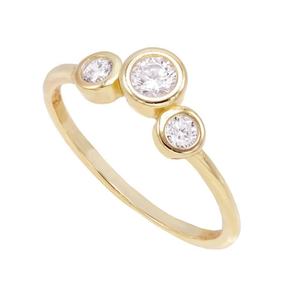 Wholesale Graduated Diamond 14K Solid Gold Lab Grown Diamond Three Stone Ring Anniversary Gift Bezel Set Engagement Ring for Her - Product Image 5