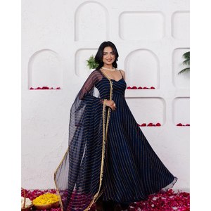 Vestido Anarkali de Diseñador - Parte Inferior y Dupatta para Fiesta, Talla XS - Product Image 4