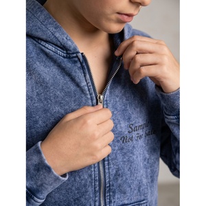 Sudadera con capucha morada con cremallera completa, lavado ácido, corte holgado, manga larga, informal, de forro polar, para estar en casa - Product Image 3