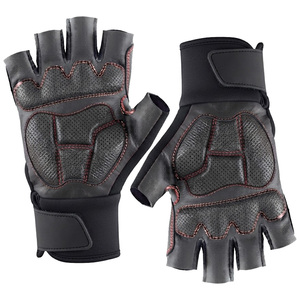 Unisex <b>Leather</b> Half Finger Lightweight Breathable Non-Slip Gym Gloves Adjustable <b>Wrist</b> <b>Strap</b> for Weight Lifting Fitness Training - Product Image 5
