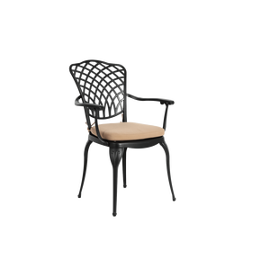 Set Bistrot da Esterno in Alluminio Pressofuso a 3 Pezzi, Resistente alle Intemperie, con Tavolo e Sedie in Metallo e Foro per Ombrellone - Product Image 3