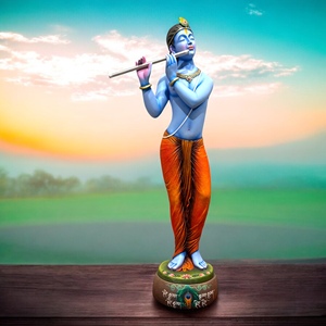 Nirmala Handicrafts Handcrafted Resin Art Deco Figurative Lord Krishna <b>Statue</b> Playing Flute | <b>Religious</b> Home Office Decor - Product Image 2