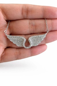 Colgante de alas con moissanita de corte brillante redondo, plata 925 con baño de rodio, colgante de lujo estilo hip hop con incrustaciones de circonitas para hombre. - Product Image 6