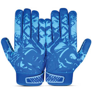 Gants de football américain personnalisés, à doigts complets, légers, avec grip, pour receveur, sangle de poignet réglable, unisexe, bleus, sports d'hiver SPORTS - Product Image 2
