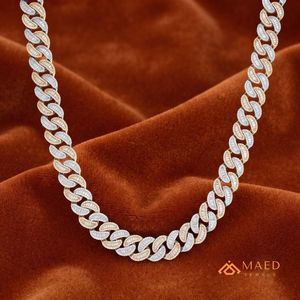 สร้อยคอแบบ Cuban Link ชุบทองคำสีกุหลาบ ประดับเพชรโมอิสซาไนต์ทรงบาแกตต์ ดีไซน์หรูหรา สไตล์ฮิปฮอป เหมาะเป็นของขวัญสำหรับผู้ชาย - Product Image 2