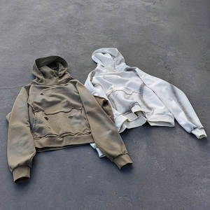 Sweat à capuche oversize pour homme avec panneaux à bords bruts, finition vintage délavée et détails minimalisés - Product Image 4