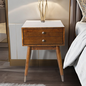 TACASA Table de chevet intelligente en bois pour chambre à coucher avec chargement USB Construction en bois massif Design moderne - Product Image 1