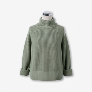เสื้อสเวตเตอร์คอเต่าถักไหมพรมแขนยาวสีพื้น 100% อะคริลิก ป้องกันขนร่วง ป้องกันรอยยับ เนื้อหนา CRAZIGOODS สำหรับผู้หญิง - Product Image 5