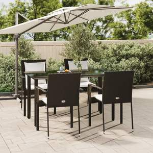 Ensemble de salle à manger de jardin en rotin PE noir modulaire, meubles de salle à manger d'extérieur élégants - Product Image 1