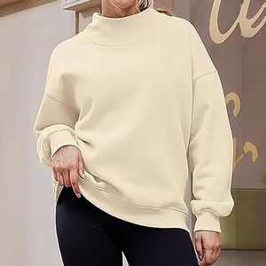 Women Mock Neck Sweatshirt <b>Drop</b> Shoulder Streetwear - Product Image 2