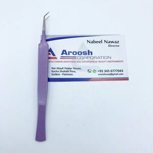 Pinzas de pestañas moradas de 45 grados de acero inoxidable sostenible de alta calidad al por mayor con punta puntiaguda de logotipo personalizado - Product Image 3