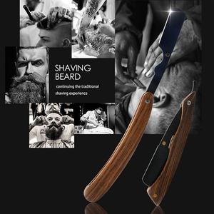 Wood Handle Straight <b>Razor</b> Stainless Steel Blade Single Blade For Face Shaving Smooth & Comfortable Professional - Product Image 6