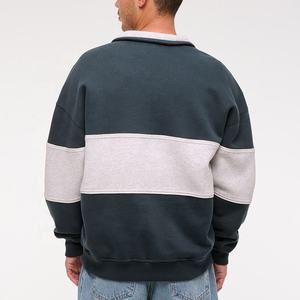 Sweat-shirts polaires pour hommes les plus vendus OEM ODM – Qualité supérieure, bicolores, coupe oversize, avec fermeture éclair quart de tour - Product Image 4