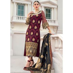 2021 vente chaude pakistanaise indienne mariage Collection nouveau Style mousseline de soie brodé soie Salwar Kameez rayonne robe pour les fêtes - Product Image 2