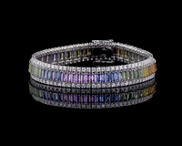 Pulseras de tenis de diamantes cultivados en laboratorio para mujer, corte brillante, con múltiples gemas de zafiro, chapado en oro macizo de 18 quilates, certificado IGI, lujo