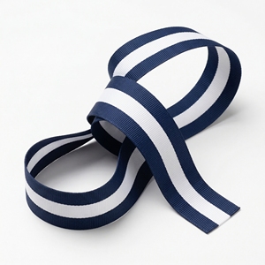 ริบบิ้นโกรเกรนลายทางสีน้ำเงินกรมท่าขาวขนาด 25 มม. 1 นิ้ว ขายส่ง สำหรับทำโบว์ติดผม ห่อของขวัญ งานเย็บปักถักร้อย DIY ของตกแต่ง และงานประดิษฐ์ - Product Image 6