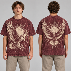 เสื้อยืดลายกราฟิก Celestial สไตล์ Y2K ล้างสีแบบ Acid Wash ทรงโอเวอร์ไซส์ สีน้ำเงินกรมท่า ลายดวงจันทร์และดวงดาว ผลิตโดยโรงงานรับผลิตเสื้อผ้าแบรนด์ส่วนตัว พร้อมรับออกแบบลายพิเศษ คอกลม - Product Image 3