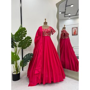 Hermoso Vestido Anarkali Azul RTC con Dupatta para Mujeres, Talla XL, Poliéster, Ideal para Fiestas - Product Image 1