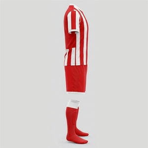 Conjunto de Camiseta de Fútbol a Rayas Rojas y Blancas para Hombre, de Primera Calidad, Manga Corta, Cuello Redondo, Transpirable, de Poliéster, para Todas las Temporadas, Corte Regular - Product Image 4