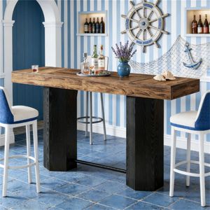 Tavolo da Bar per Casa con Design Effetto Legno Industriale, Bancone Bar, Tavolo da Pranzo, Arredamento Unico - Product Image 4