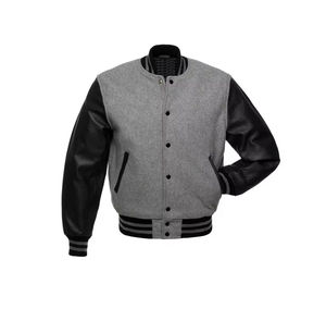 Men's Dark Green Color Varsity Men's <b>Jackets</b> Contrast White Sleeves Stand Collar Cuffs Hem Zipper Front Winter Baseball <b>Jackets</b> - Product Image 6