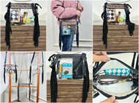 Sac à bandoulière transparent de style occidental, en cuir de vache véritable, avec franges, approuvé pour les stades, sac à main bohème tendance pour femmes