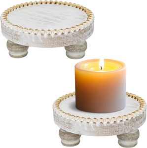 Pequeños Soportes de Madera para Decoración, Soportes Redondos de Madera para Exhibición, Platos y Bandejas para Velas, Bandejas para Velas Estilo Rústico, Decoración del Hogar, Pedestales - Product Image 1