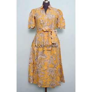 Robe longue artisanale en coton indien pour femmes et filles, imprimé floral, chemise de nuit maxi douce et confortable avec ceinture, vente en gros - Product Image 1