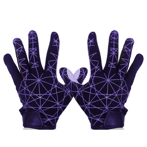 Full Finger Racing Gloves With Purple Geometric Print Non-Slip <b>Hook</b> And Loop Closure Unisex Outdoor Riding Gloves - Product Image 1
