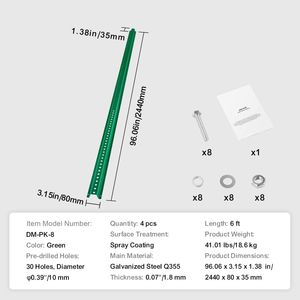 Set di 4 Pali a U in Acciaio Resistente da 6 Piedi, Verdi, per Segnaletica in Giardino, Cortile, Fattoria e Avvisi Stradali - Product Image 3
