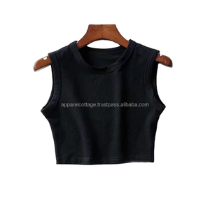 Camiseta sin mangas ajustada de algodón 100% transpirable para mujer, estilo casual, para gimnasio, fitness, yoga, deportes, sexy, top corto. - Product Image 3