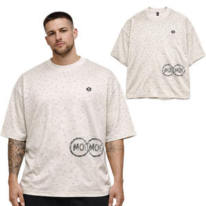 Camiseta Oversize de Algodón con Pedrería Brillante Estilo Urbano para Hombre, Producción de Ropa Personalizada al por Mayor - Product Image 1