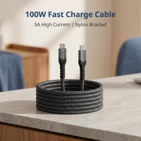 Câble de synchronisation USB 3.2 Gen2 USB-C vers C 5A 100W PD à charge rapide, en alliage d'aluminium tressé et nylon robuste