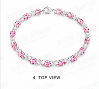 Bracelet tennis élégant en pierre ovale rose avec micro-pavé de diamants, design infini torsadé, luxe premium, idéal pour le quotidien, cadeau