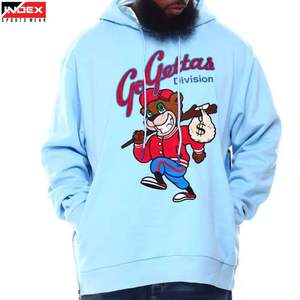 เสื้อฮู้ดลายการ์ตูนหมี Go Gettas Division สีฟ้าอ่อนสำหรับผู้ชาย ทรงโอเวอร์ไซส์ ผ้าฟลีซ สวมใส่สบายๆ ในฤดูใบไม้ร่วง พิมพ์ลายด้านหน้า แขนเสื้อปกติ - Product Image 3