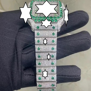 Montre de luxe NYC DIAMOND EMPIRE à mouvement automatique japonais, boîtier carré en acier inoxydable, cadran de 41 mm, moissanite verte - Product Image 3