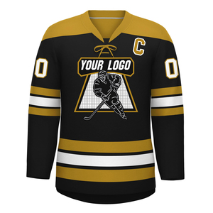 Jersey de Hockey sobre Hielo Personalizable, Ropa de Equipo, Color Personalizado, Cuello en V con Rayas, Letras y Números Cosidos, Diseño de Logotipo, Jersey de Hockey sobre Hielo para Adultos - Product Image 3