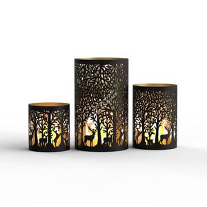 Portavelas de Metal Rústico para Velas de Té, Faroles Cilíndricos, Artículos de Decoración para Mesa, Diseño de Ciervos y Bosque, Juego de Faroles para Velas - Product Image 1