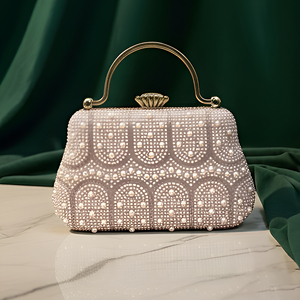 White Beaded Party <b>Clutch</b> Bag Luxury <b>Wedding</b> Evening Handbag for Women Occasions - Product Image 1