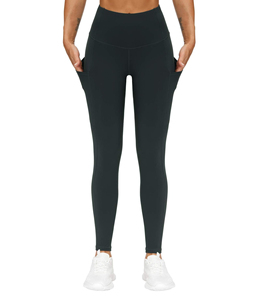 Leggings de yoga et d'entraînement pour femmes, taille haute, couleur unie, en tricot, avec poches, à maintien élevé - Product Image 2