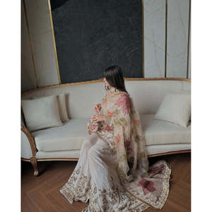 Conjunto de diseño Cinon Silk Top Sarara & Dupatta para fiesta Heavy Look-Talla XL - Product Image 3