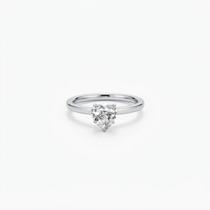 Anillo de Compromiso con Diamante Cultivado en Laboratorio, Corte Corazón, Color DEF, Claridad VS VVS, Certificado IGI, Oro Sólido de 9K, 10K, 14K, 18K, Halo Oculto - Product Image 3