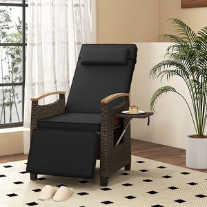 Adjustable <b>Backrest</b> and Footrest Patio Wicker Recliner Chair Garden Chairs - Product Image 4